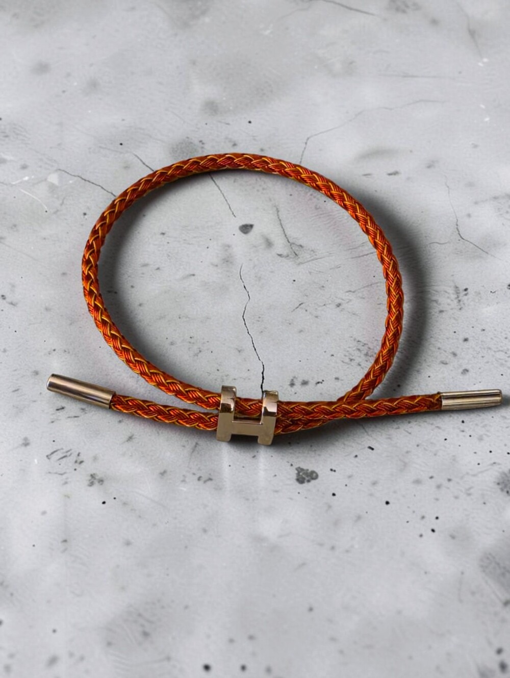 Orange And Silver Iconic Cable Bracelet